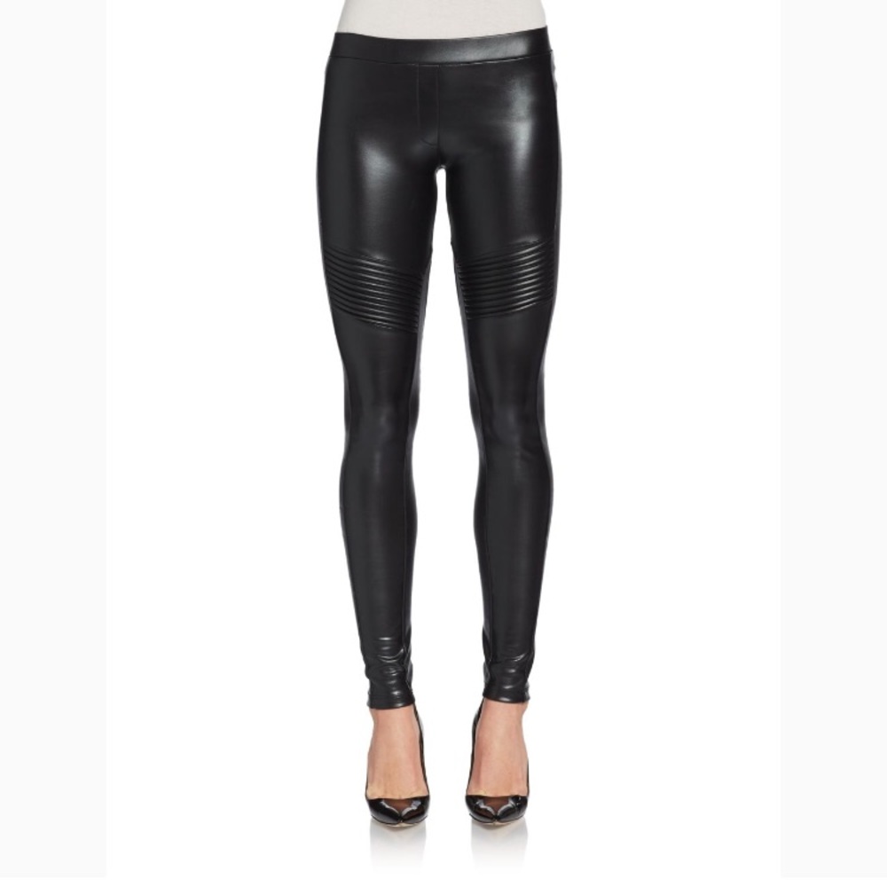 Evleo Black Faux Leather Leggings